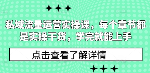 私域流量运营实操课，每个章节都是实操干货，学完就能上手-俗人圈网创