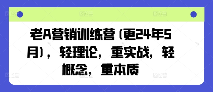 老A营销训练营(更24年12月),轻理论,重实战,轻概念,重本质-俗人圈网创