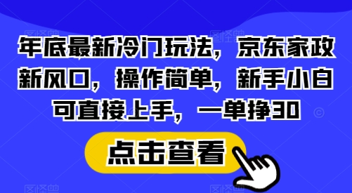 年底最新冷门玩法，京东家政新风口，操作简单，新手小白可直接上手，一单挣30【揭秘】-俗人圈网创