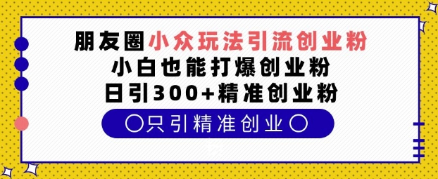 朋友圈小众玩法引流创业粉,小白也能打爆创业粉,日引300+精准创业粉【揭秘】-俗人圈网创