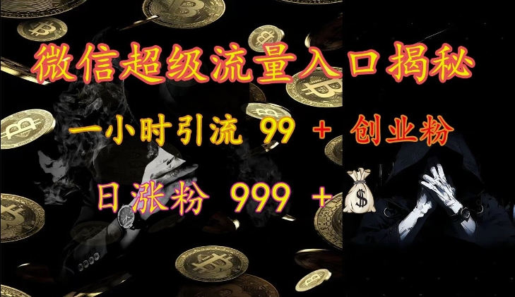 微信超级流量入口揭秘:一小时引流 99 + 创业粉,日涨粉 999 +-俗人圈网创