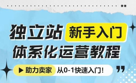 独立站新手入门体系化运营教程,助力独立站卖家从0-1快速入门!-俗人圈网创