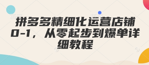 拼多多精细化运营店铺0-1,从零起步到爆单详细教程-俗人圈网创