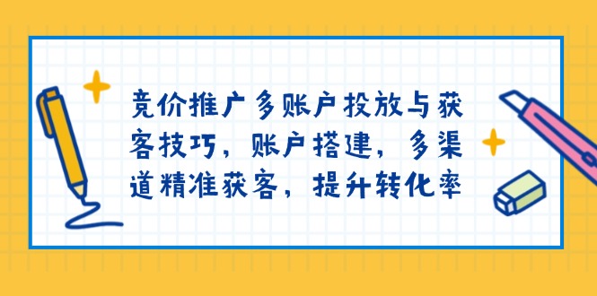竞价推广多账户投放与获客技巧,账户搭建,多渠道精准获客,提升转化率-俗人圈网创