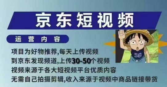 京东短视频带货课，无需自己拍摄剪辑，保姆式教学，两天快速上手-俗人圈网创
