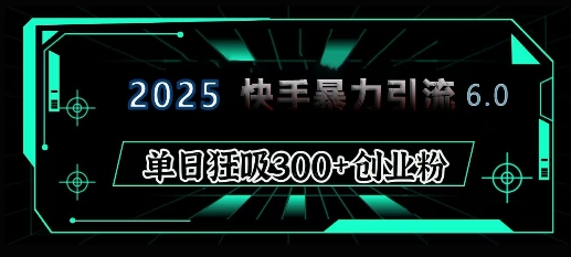 2025年快手6.0保姆级教程震撼来袭，单日狂吸300+精准创业粉-俗人圈网创