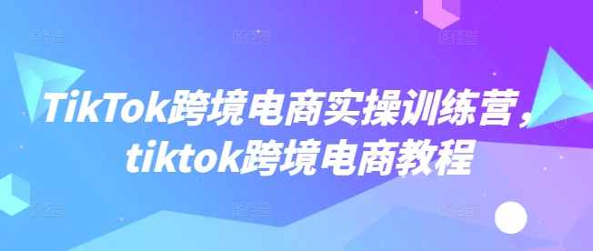 TikTok跨境电商实操训练营,tiktok跨境电商教程-俗人圈网创