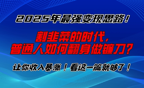 2025年最强变现思路,割韭菜的时代, 普通人如何翻身做镰刀?【揭秘】-俗人圈网创