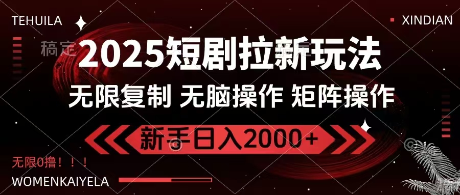 2025短剧拉新玩法，无需注册登录，无限0撸，无脑批量操作日入2000+-俗人圈网创