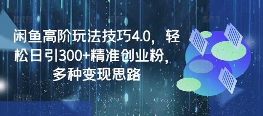 闲鱼高阶玩法技巧4.0,轻松日引300+精准创业粉,多种变现思路-俗人圈网创