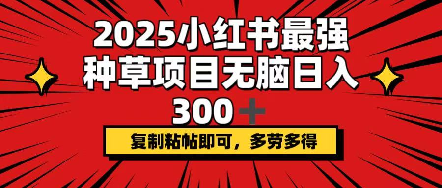 2025小红书最强种草项目，无脑日入300+，复制粘帖即可，多劳多得-俗人圈网创