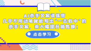 AI杀手文案训练营:几乎不用动笔就能写出“一击必中”的杀手文案,来大幅提升销售额!-俗人圈网创