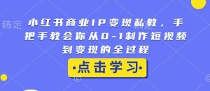 小红书商业IP变现私教，手把手教会你从0-1制作短视频到变现的全过程-俗人圈网创