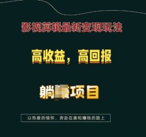 影视剪辑最新变现玩法，高收益，高回报，躺Z项目【揭秘】-俗人圈网创