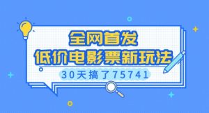 全网首发，低价电影票新玩法，已有人30天搞了75741【揭秘】-俗人圈网创