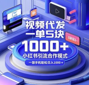 视频代发，一单5块，小红书引流合作模式，一部手机轻松日入多张【揭秘】-俗人圈网创