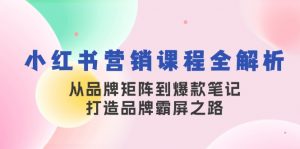小红书营销课程全解析，从品牌矩阵到爆款笔记，打造品牌霸屏之路-俗人圈网创