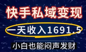 一天收入1691.5，快手私域变现，小白也能闷声发财-俗人圈网创