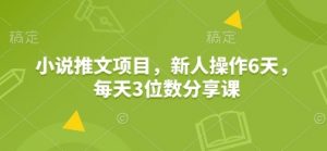 小说推文项目,新人操作6天,每天3位数分享课-俗人圈网创