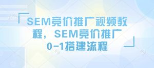 SEM竞价推广视频教程,SEM竞价推广0-1搭建流程-俗人圈网创
