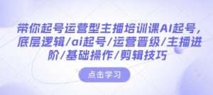 带你起号运营型主播培训课AI起号，底层逻辑/ai起号/运营晋级/主播进阶/基础操作/剪辑技巧-俗人圈网创