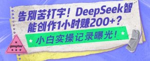 告别苦打字!DeepSeek智能创作1小时入2张?小白实操记录曝光-俗人圈网创