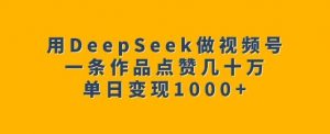 用DeepSeek做视频号，一条作品点赞几十万，单日变现1k-俗人圈网创