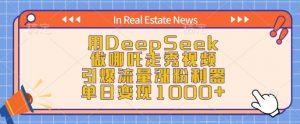 用DeepSeek做哪吒走秀视频，引爆流量涨粉利器，单日变现1k-俗人圈网创