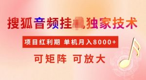 首发搜狐音频挂JI,项目红利期,可矩阵可放大,稳定月入5k【揭秘】-俗人圈网创