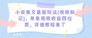 小说推文最新玩法(视频标记),单条视频收益四位数,详细教程来了-俗人圈网创