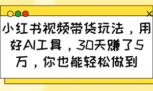 小红书视频带货玩法,用好AI工具,30天赚了5万,你也能轻松做到-俗人圈网创