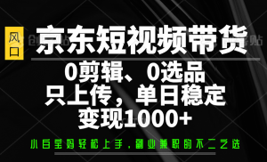 京东短视频带货，0剪辑，0选品，只上传，单日稳定变现1000+-俗人圈网创