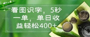 看图识字,5秒一单,单日收益轻松400+-俗人圈网创
