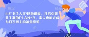 小红书个人IP陪跑课程,开启你职业生涯的PLAN-B,素人也能火成为百万博主的流量密码-俗人圈网创