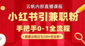 云帆内部直播课,小红书引流兼职粉教程,日引500+月变现过W-俗人圈网创
