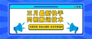 三月最新快手同框搬运技术,无需混剪 条条出爆款 安卓苹果通用-俗人圈网创