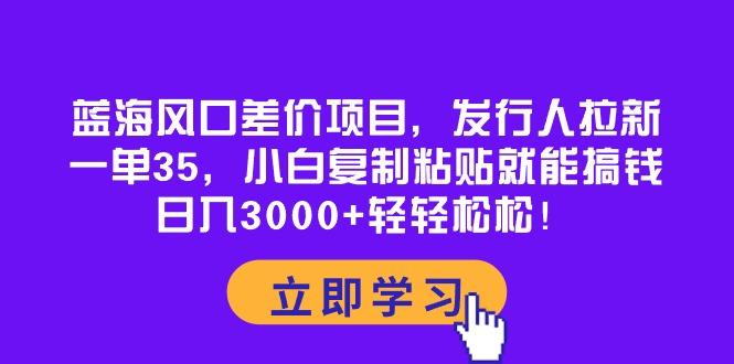蓝海风口差价项目，发行人拉新，一单35，小白复制粘贴就能搞钱！日入30…-俗人圈网创