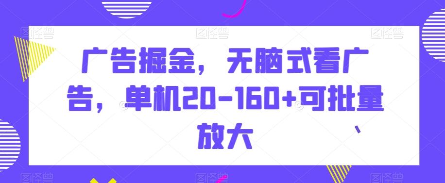 广告掘金，无脑式看广告，单机20-160+可批量放大【揭秘】-俗人圈网创