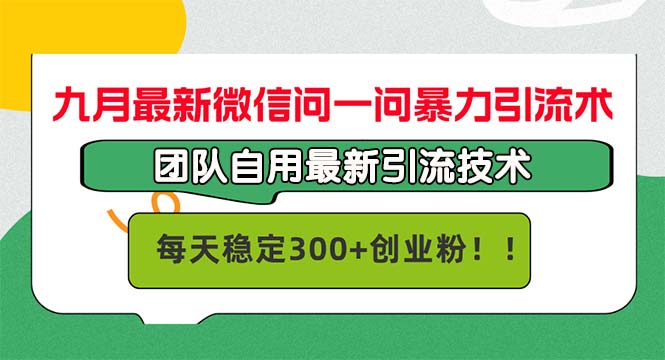 九月最新微信问一问暴力引流术，团队自用引流术，每天稳定300+创…-俗人圈网创