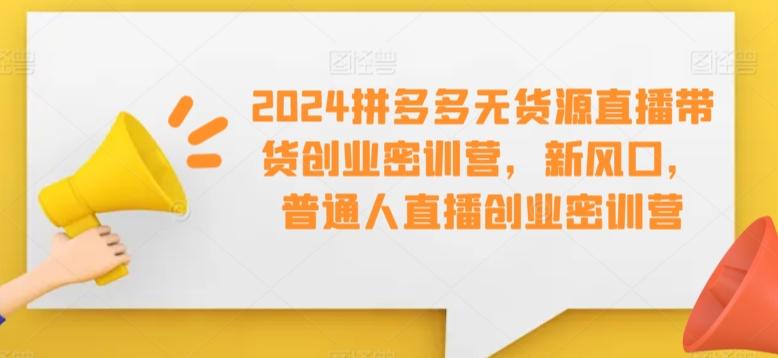 2024拼多多无货源直播带货创业密训营,新风口,普通人直播创业密训营-俗人圈网创
