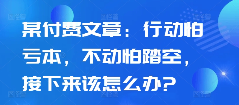 某付费文章：行动怕亏本，不动怕踏空，接下来该怎么办?-俗人圈网创