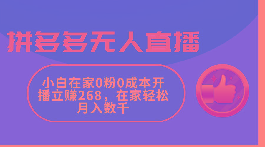 拼多多无人直播，小白在家0粉0成本开播立赚268，在家轻松月入数千-俗人圈网创