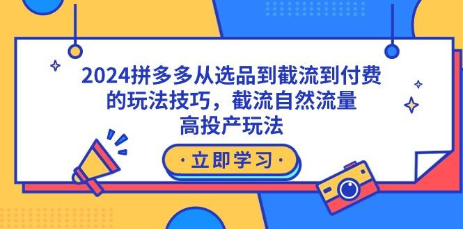 2024拼多多从选品到截流到付费的玩法技巧,截流自然流量玩法,高投产玩法-俗人圈网创