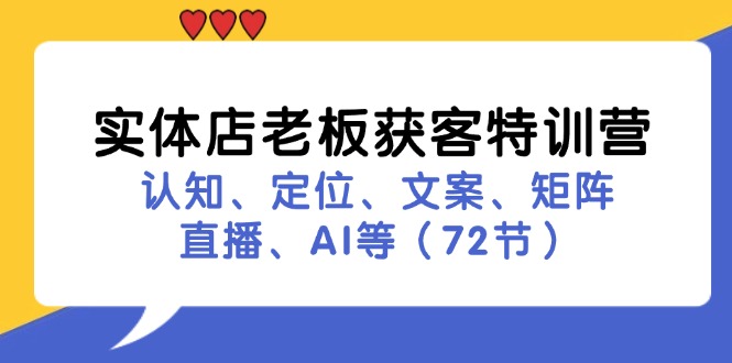 实体店老板获客特训营：认知、定位、文案、矩阵、直播、AI等(72节-俗人圈网创