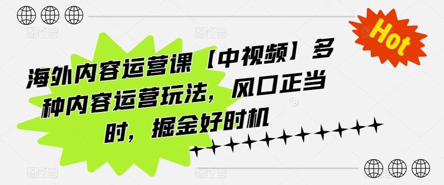 海外内容运营课【中视频】多种内容运营玩法,风口正当时,掘金好时机-俗人圈网创