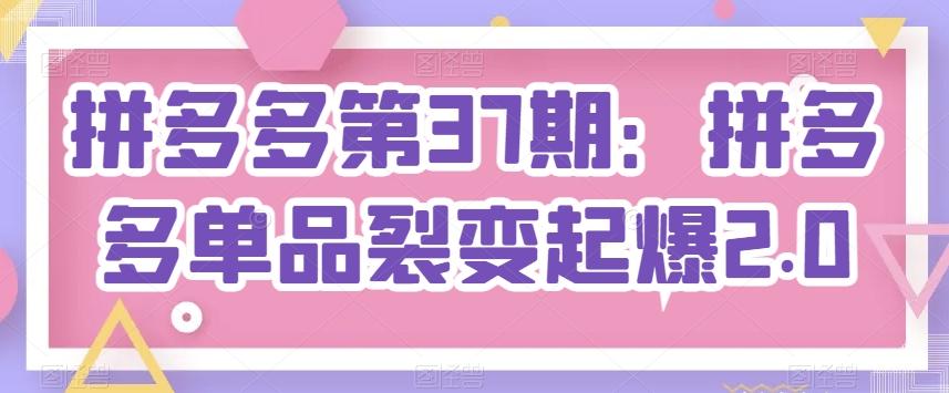 拼多多第37期:拼多多单品裂变起爆2.0-俗人圈网创