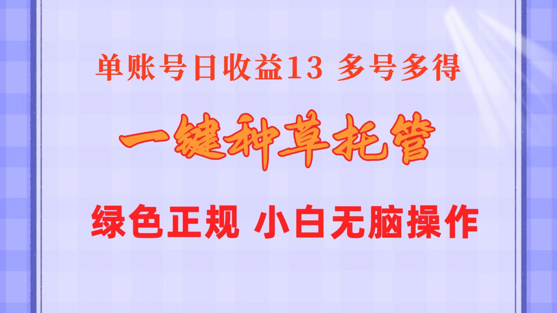 一键种草托管 单账号日收益13元 10个账号一天130 绿色稳定 可无限推广-俗人圈网创