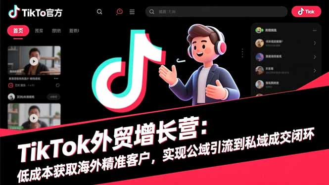 TikTok外贸增长营:低成本获取海外精准客户,实现公域引流到私域成交闭环-俗人圈网创