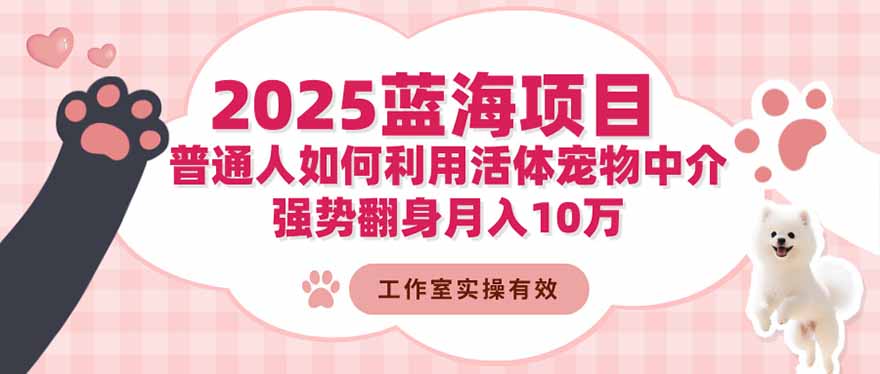 2025蓝海项目:普通人如何利用活体宠物中介,强势翻身月入10万-俗人圈网创