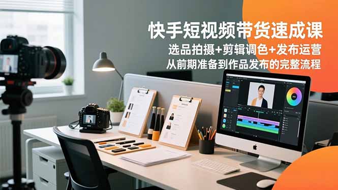 快手短视频带货速成课,选品拍摄+剪辑调色+发布运营,从前期准备到作品发布的完整流程-俗人圈网创